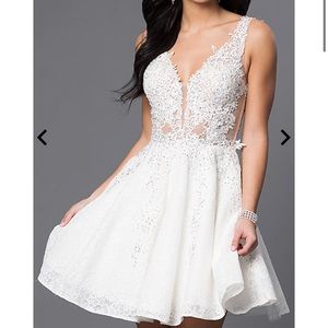 JVN BY JOVANI white fit and flare mini dress